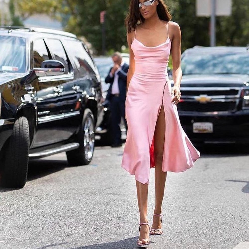 Jonathan Simkhai Pink Satin Slip Dress